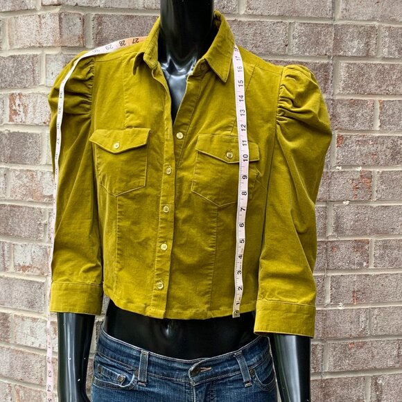 7th Ave Design Studio Small Corduroy Cropped Puff Shoulder Jacket Sz S - Picture 9 of 13